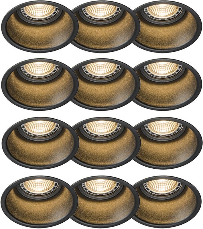 Set mit 12 Einbauspots schwarz rund - Dept