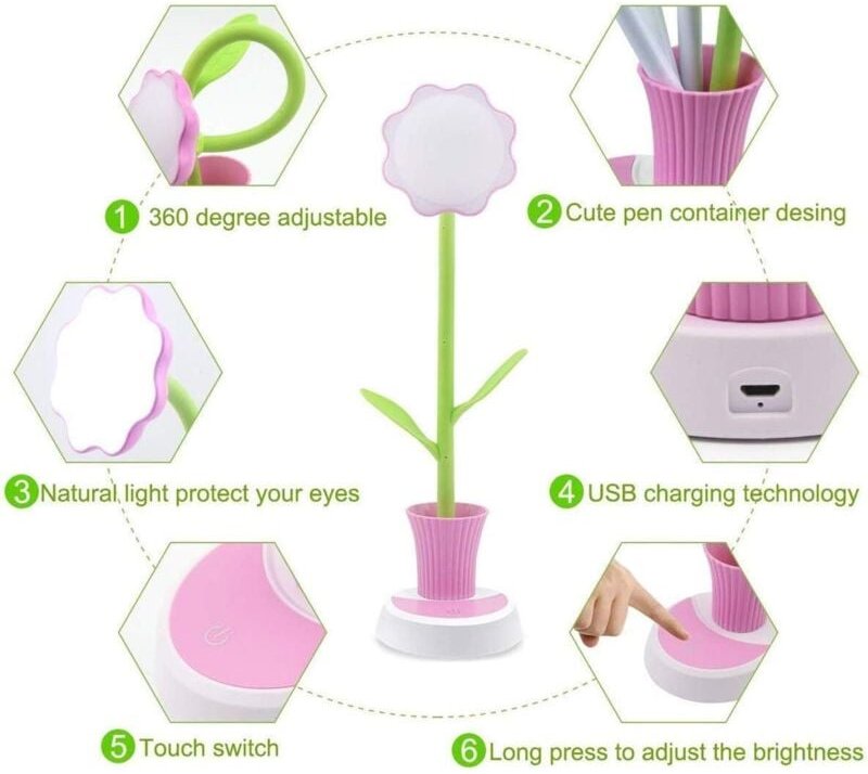 Thumbnail - Kinder-Schreibtischlampe, kreative wiederaufladbare Schreibtischlampe, Augenschutz, LED-Touch-Sensor-Tischlampe, dimmbar...