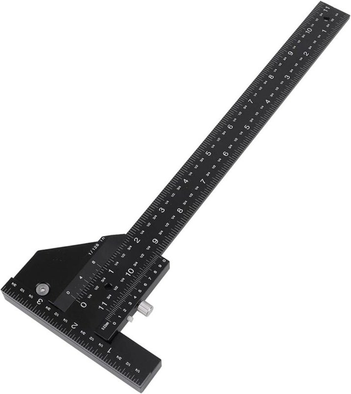 Holzbearbeitungslineal T-Lineal aus Aluminiumlegierung für Holz-Graffiti, tragbares Messgerät mit Kreuzskala, Werkstatt-...