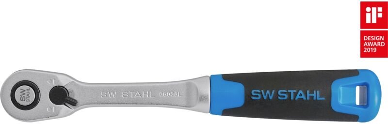 SW-Stahl 06038L Umschaltknarre 3/8 Zoll I feinverzahnt mit 72 Zähnen I bis zu 310 Nm I schmale Ratsche I Chrom-Vanadium-...