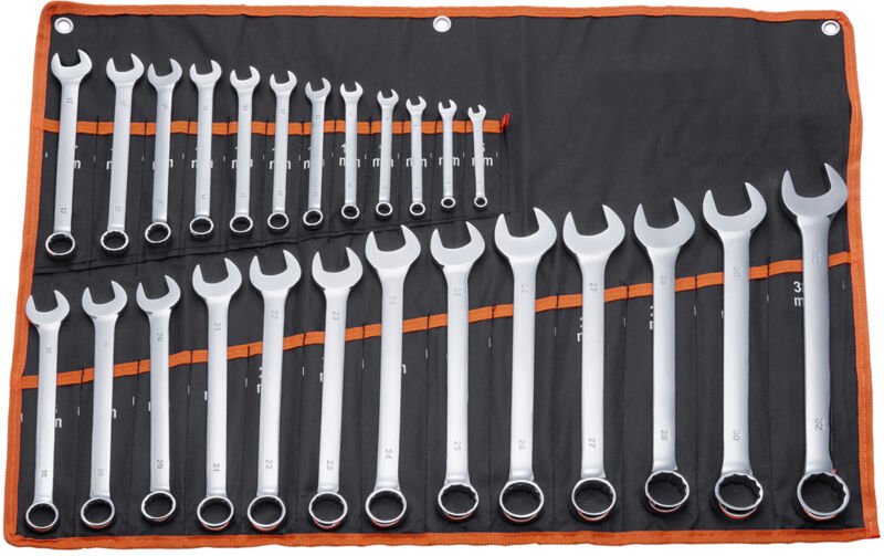 Maulschlüsselsatz, 25-teilig, metrisch, 6 mm bis 32 mm, mit Rolltasche, geeignet für verschiedene Aufgaben wie Autorepar...