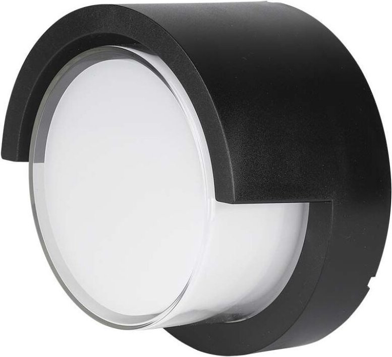 7W Runde LED-Wandleuchte mit halbabgedecktem Diffusor, Schwarz, Warmweiß, IP65 - V-tac