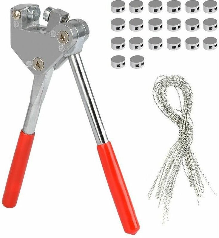 Plombenzangen-Set, Rotbleizange, 10 mm, Kunststoffgriff (1x Plombenkabelzange + 20 x Drähte + 20 x Plombendrähte)
