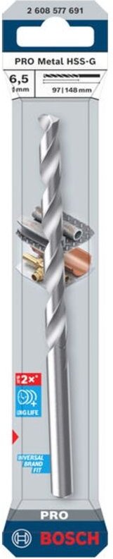 Bosch PRO Spiralbohrer Metal HSS-G, 6,5 x 97 x 148 mm
