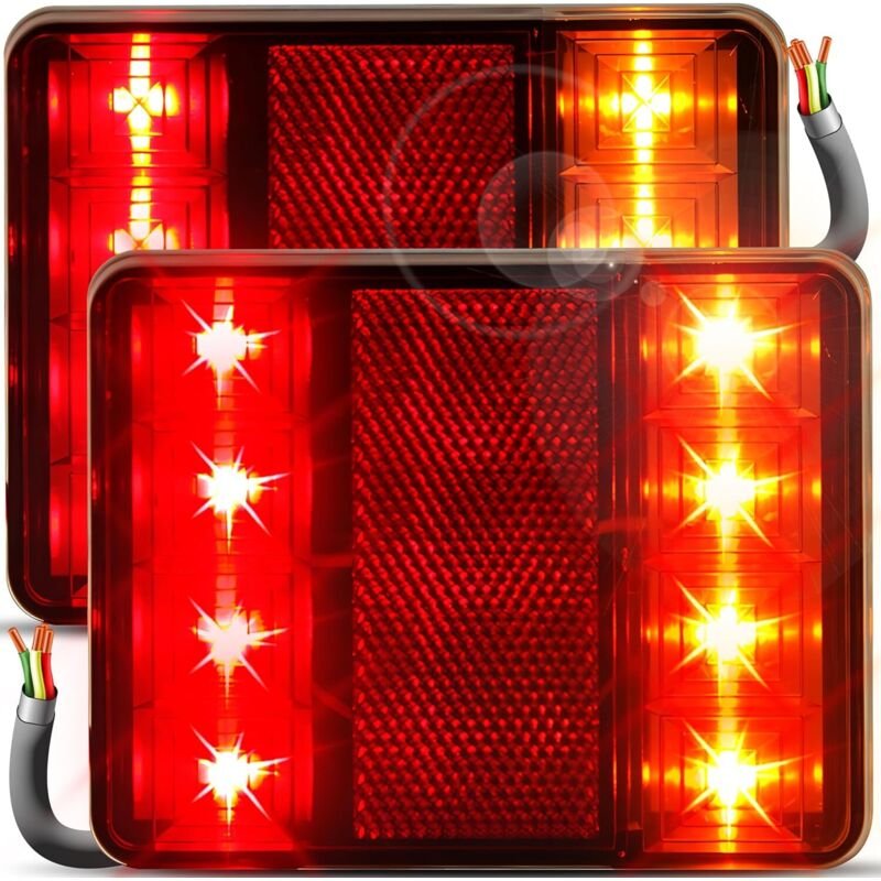 x Universal Anhänger Rücklicht 12V Wasserdicht Drei Kammern für Rechts und Links für Horizontal und Vertikal für Van, Au...