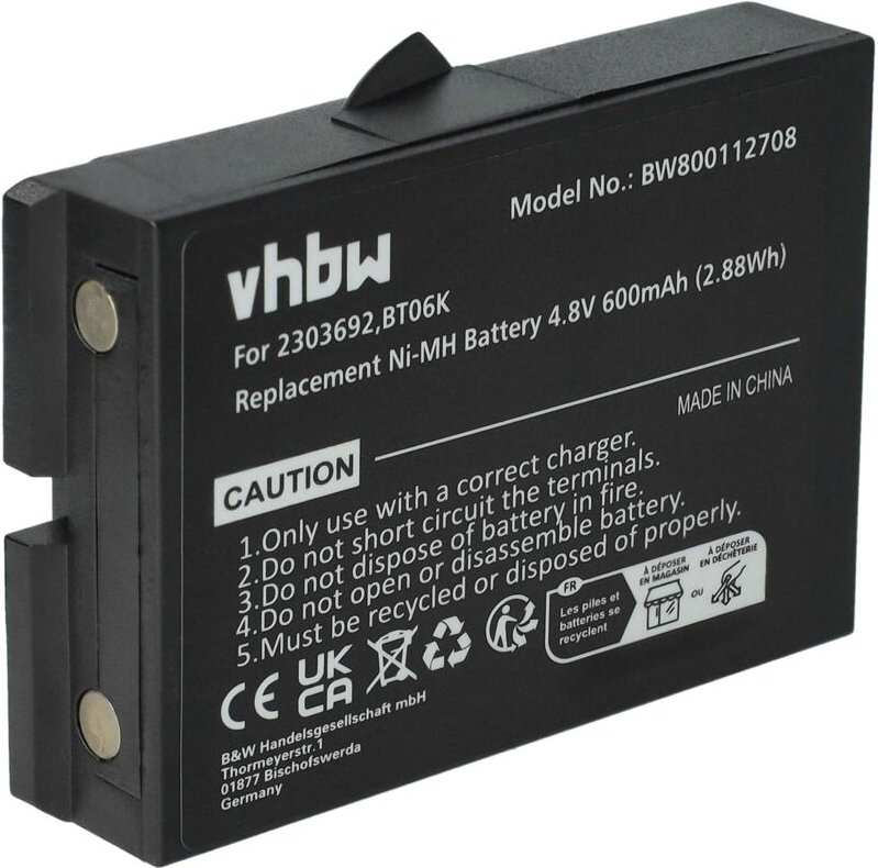 Vhbw - Akku Ersatz für Danfoss BT06K, 2303692 für Industrie-Funkfernsteuerung Fernbedienung (600 mAh, 4,8 v, NiMH) - Sch...
