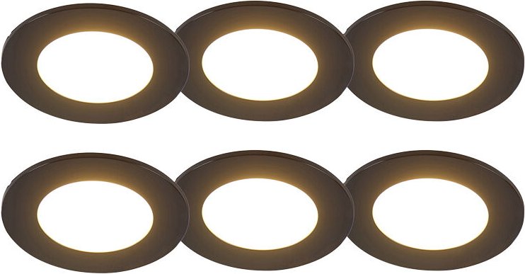 6er Set Einbaustrahler schwarz inkl. led 3-Stufen dimmbar IP65 - Blanca