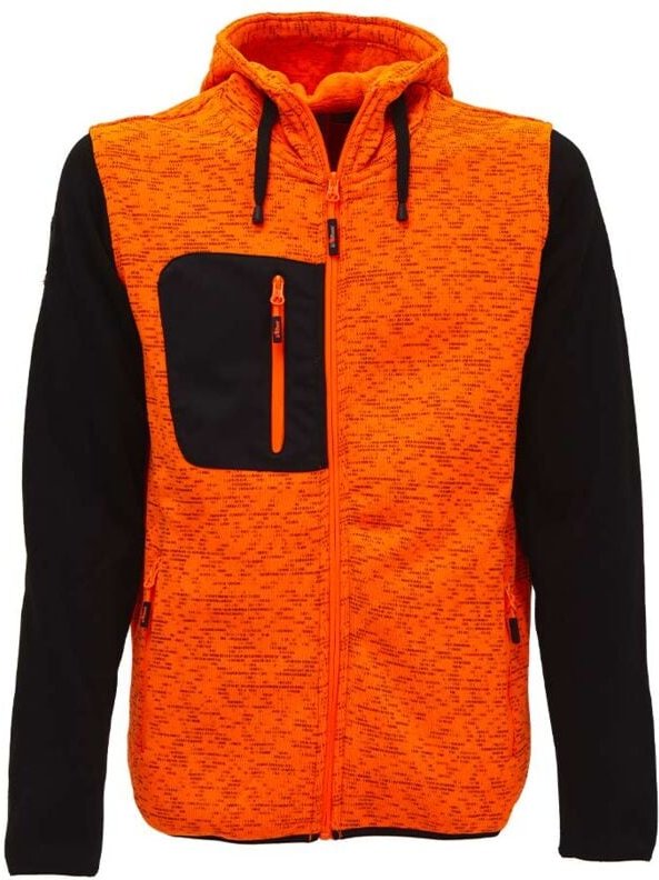 U-Power Rainbow Arbeits-Sweatshirt, Durchgehender Reißverschluss Innen, Weiches Fleece, Orange, L