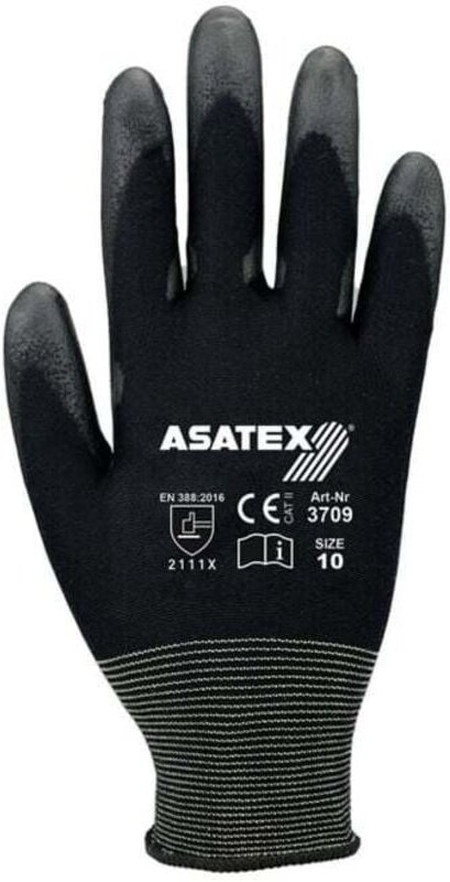 ASATEX 3709 Handschuhe Gr.10 schwarz Polyamid m. Soft-Polyurethan EN 388 Kat