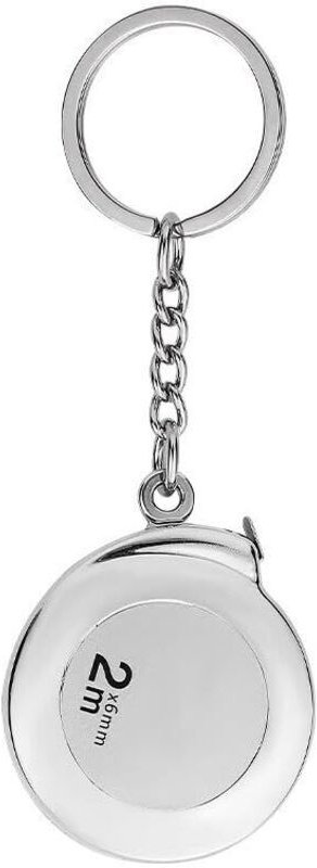 m langes, silberfarbenes Schlüsselanhänger-Maßband aus Edelstahl. Ein praktisches, einziehbares Maßband, ideal zum Messe...