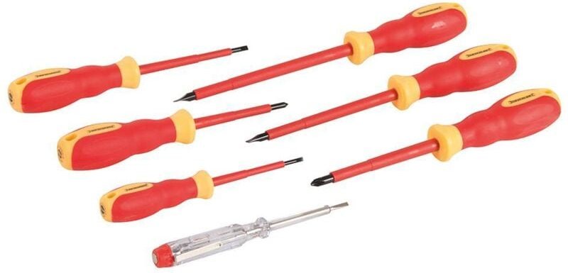 Silverline - VDE-Elektriker-Schraubendreher mit Weichgriff, 7-tlg. Satz 7-tlg.