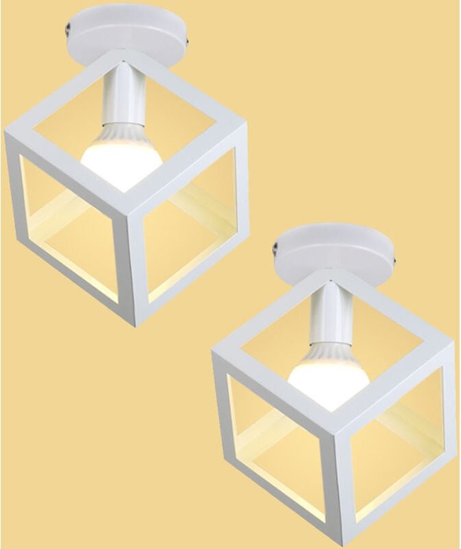2er Deckenleuchte Vintage Deckenlampe mit Käfig Antik Semi-Flush Mount Würfel Form Licht E27 Lampenfassung für Esszimmer...