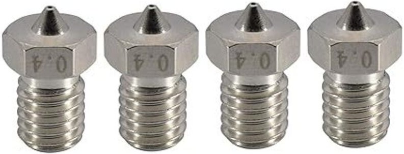 Lntyq 3D-Drucker-Düsensatz aus gehärtetem Stahl – verschleißfest – M6-Gewinde – 0,4 mm – für V6 Hotend Titan Aero Extrud...