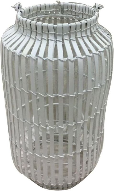 King Home BAMBUSWEISSER LATERNE MIT GLAS 20x54h cm