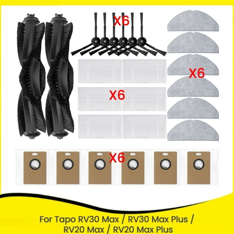 Roller Seitenbürste Filter Mops Staubbeutel für RV30 Max/RV30 /RV20 Max/RV20 Roboter-Staubsaugeraufsatz
