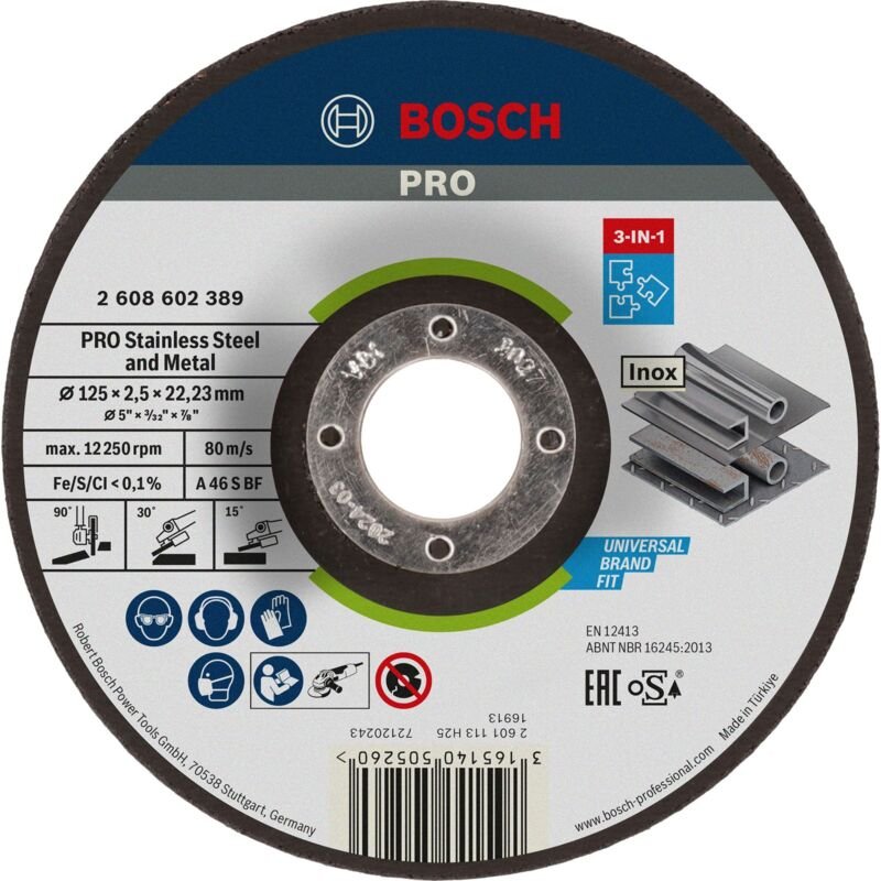 Bosch - pro Stainless Steel and Metal 3-in-1 Disc, 125 x 2,5 x 22,23 mm