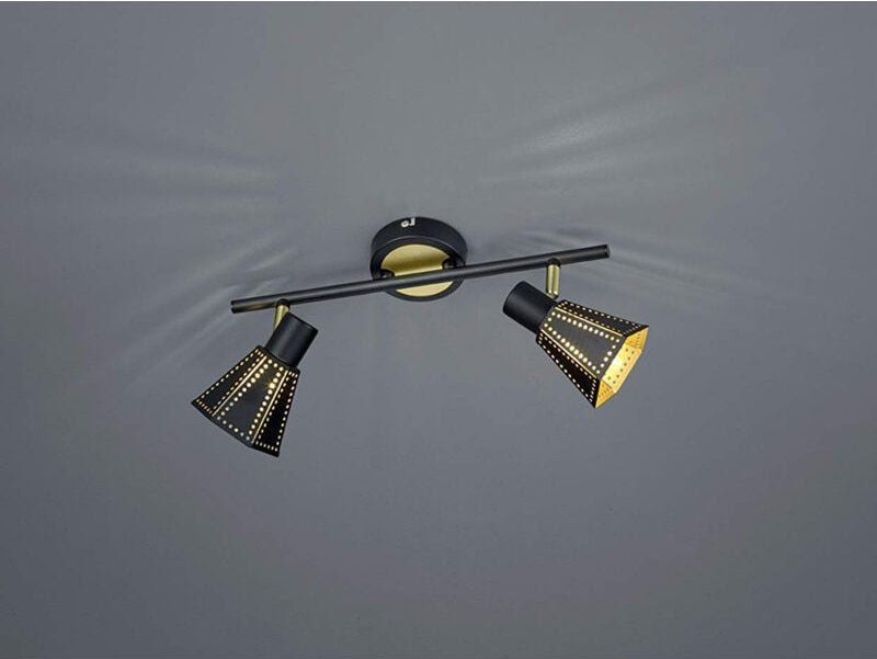 Decken Leuchte Balken Lampe Wohnraum Strahler schwarz gold schwenkbar Trio Leuchten 800300232