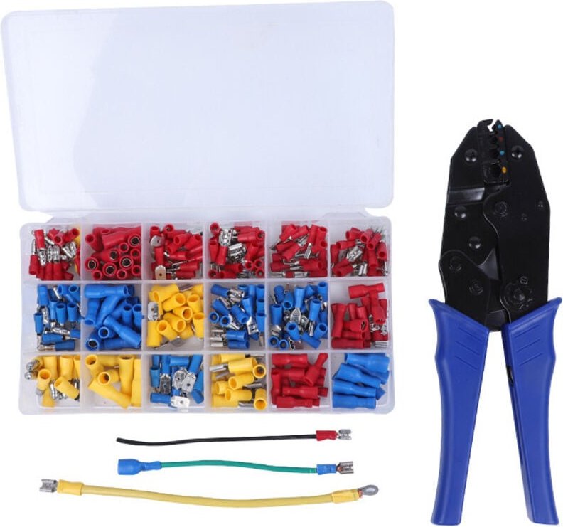 Ahlsen Crimp-Set für isolierte Ratschenklemmen AWG22-10 mit 700 Stück isolierten Crimpklemmen, blau,