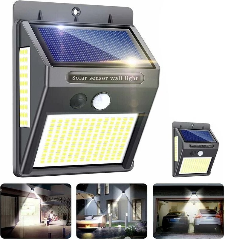 Solarleuchten Außen, 2er Pack 100 led Solarleuchten Außen mit Bewegungsmelder, 300° Weitwinkel Solarbeleuchtung Außen, W...