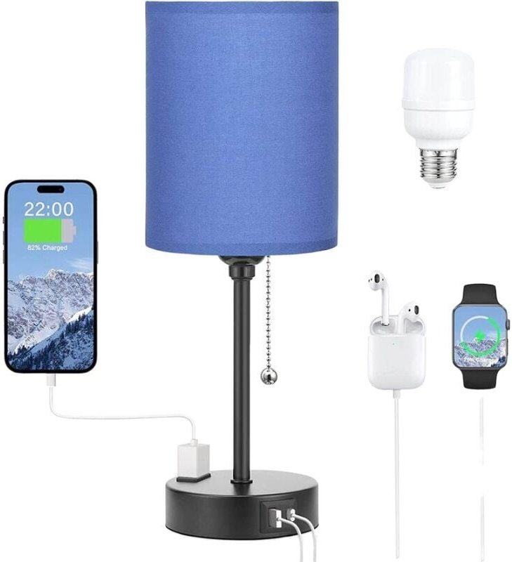 Tischlampen mit 3 Farbtemperaturen: 2700 k, 3500 k, 5000 k, Nachttischlampen mit usb-c- und A-Anschlüssen, Lampen mit Zu...