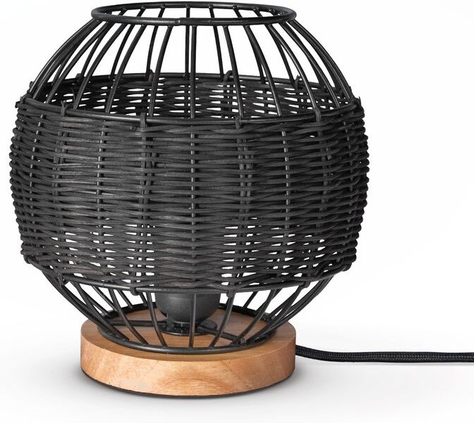 Thumbnail - Rattan Pendelleuchte Wohnzimmer Tischleuchte Boho Käfig Lampe Nachttisch Metall Schwarz (Ø20 cm), Tischleute - Typ 5 - P...