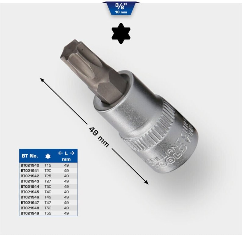 Brilliant Tools - 3/8' Torx-Bit-Stecknuss, T30