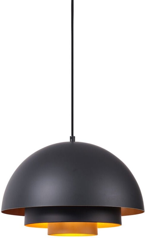 Moderne Hängelampe schwarz mit goldener Innenseite - Loes