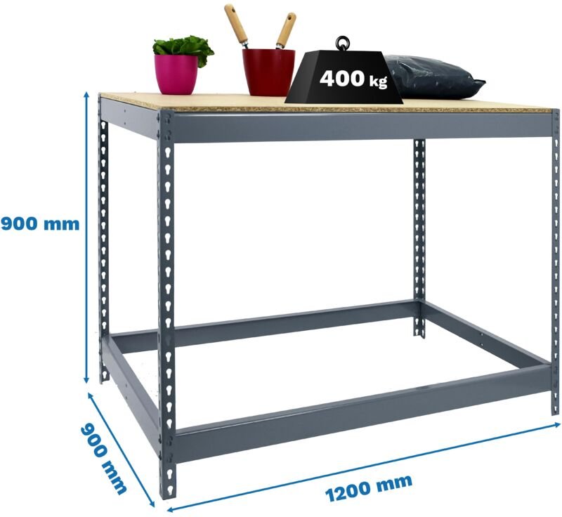 Simonrack Metallwerkbank 400 kg grau und Holz