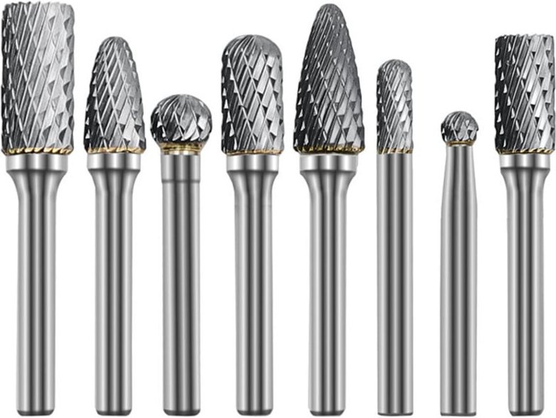 CSPARKV 8-teiliges 6-mm-Schaft-Wolframkarbid-Doppelschnitt-Frässtift-Set für die Holzbearbeitung, Gravur, Schleifmaschin...
