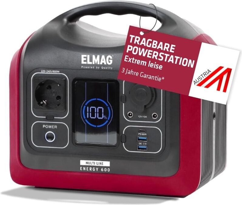 Elmag - Tragbare Powerstation energy 600 600W, LiFEPO4 Akku mit 595Wh
