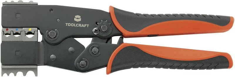 TOOLCRAFT 2-i-1 818644 Crimpzange Isolierte Flachstecker, Kabelschuhe, Stoßverbinder