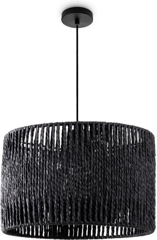 Thumbnail - Pendelleuchte Esstisch Papier Boho Hängelampe Esszimmer Lampe E27 Rattan Pendelleuchte - Schwarz, Schwarz (Ø32cm) - Paco...