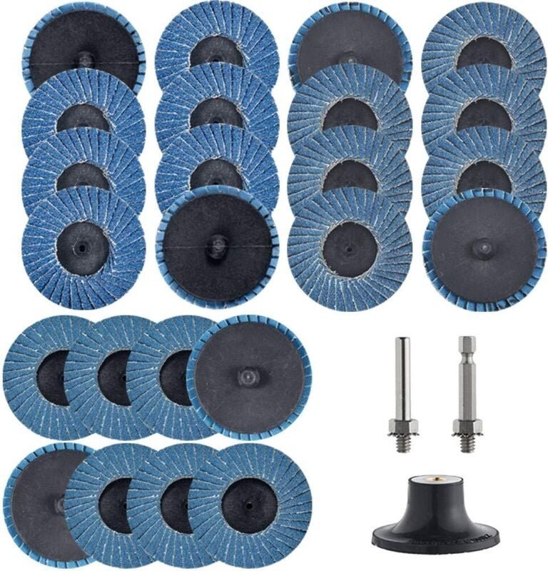 Thumbnail - 30 Stück 2 Zoll Roll Lock Fächerscheiben mit 1/4 Zoll Halter Stabschleifer-Aufsätze T27 Zirkonia Flache Schleifscheiben ...