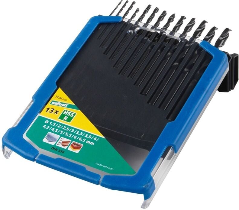 Wolfcraft - Metallbohrer-Set hss rollgewalzt ø 1,5 - 6,5 mm 13-teilig Rundschaft Metallbohrer
