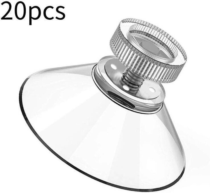 20 Saugnäpfe mit Gewinde und gerändelter Spitze, M5, Ø 60 mm, transparenter Saugnapf mit Gewinde, Fenstersaugnapf ohne B...