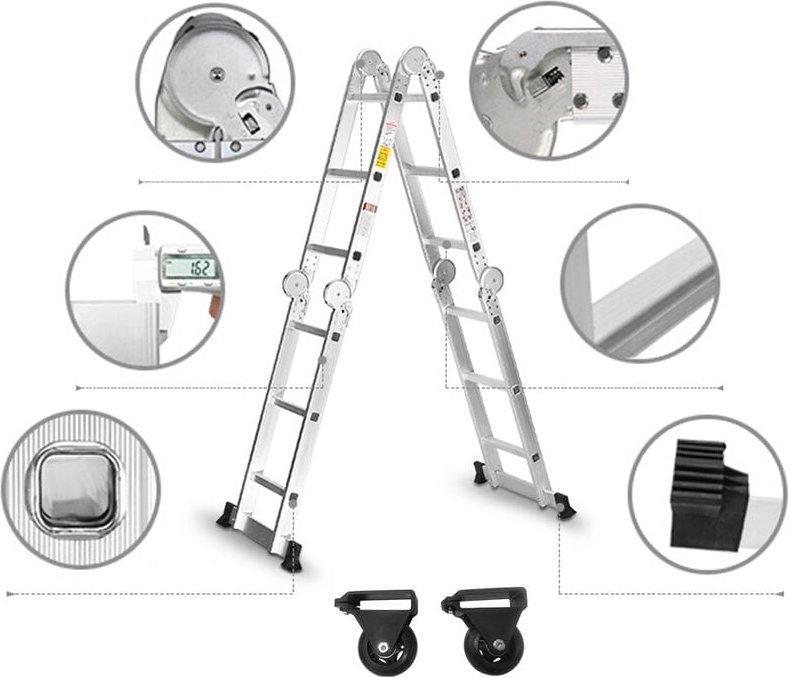 Teleskopleitern 3,4m 6 in 1 Alu Leiter Mehrzweckleiter Vielzweckleiter Klappleiter Haushaltsleiter Multifunktionsleiter ...