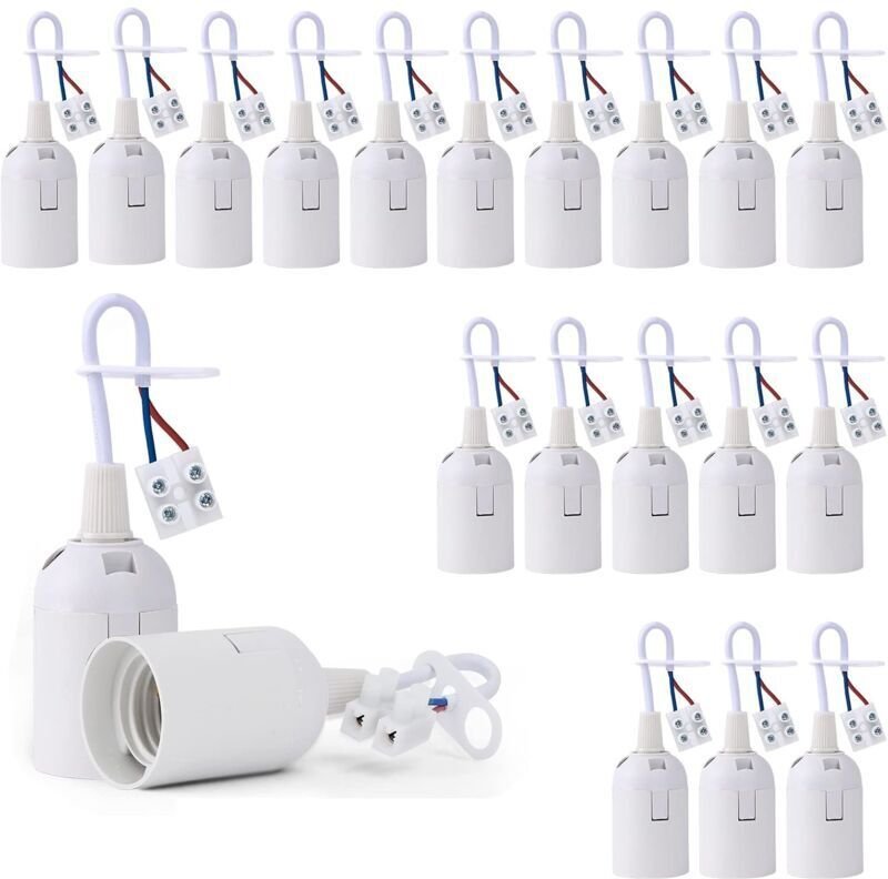 Vtizikl 20 Piأ¨ces Douille de Lampe E27 Support Ampoule avec Testeur de Phase, Base de Lumiأ¨re Douille de Suspension Do...