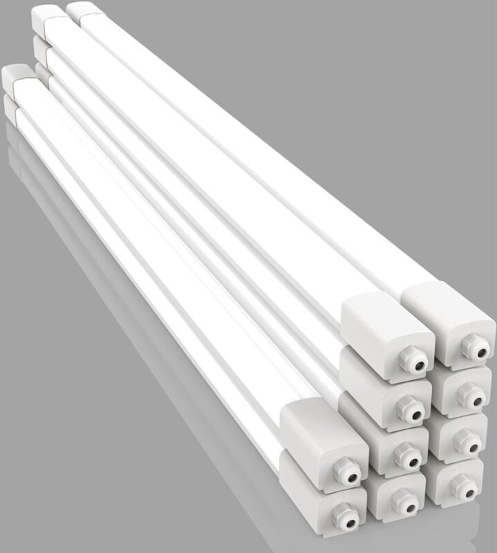 Amdelne 10er 60cm Feuchtraumleuchte Led mit 18W 1800LM werkstattlampe led, Wasserfest Wasserdicht IP65 Verknüpfbar Decke...