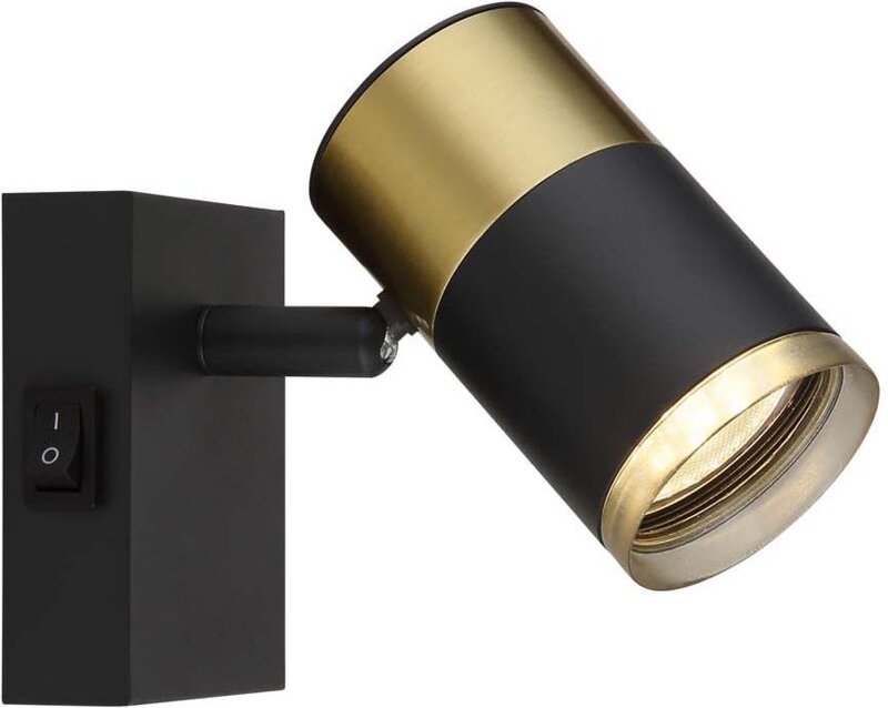 Wandleuchte Wandlampe Metall Schwarz-Kupfer Wippschalter Schlafzimmerlampe