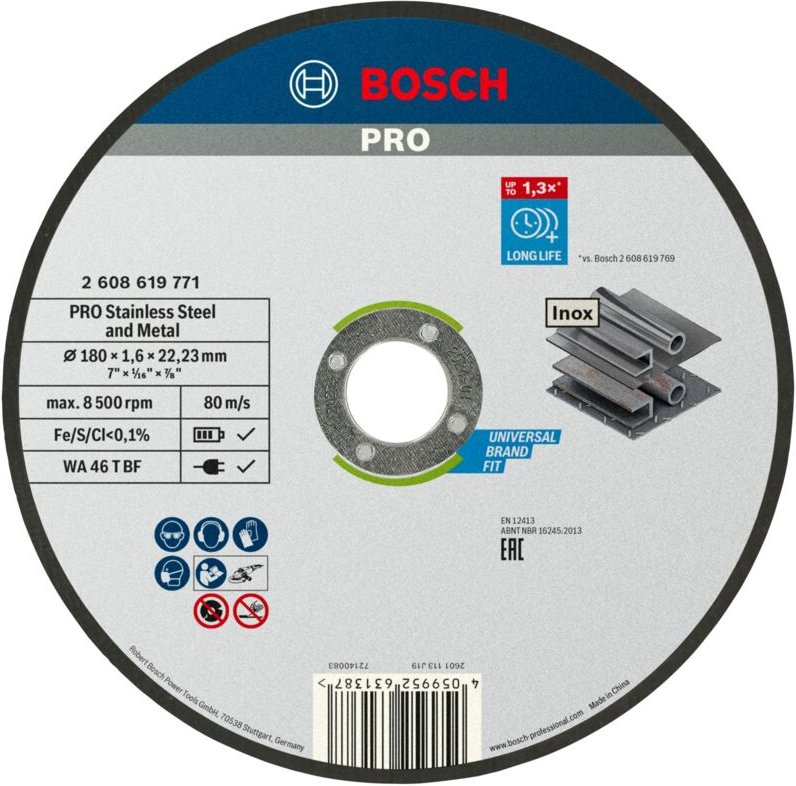 Bosch - pro Stainless Steel and Metal Trennscheibe 180 x 1,6 x 22,23 mm - 2608619771