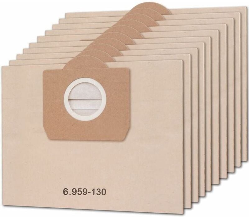 10 Stück Staubsaugerbeutel für Karcher 6.959-130.0 WD3 WD3P MV3 A2204 A2254 A2604 Ersatz-Papierfilterbeutel für Nass- un...