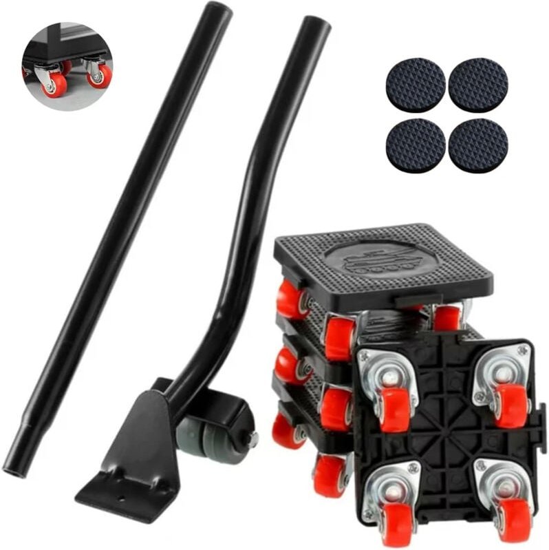 Mobiler Transportier-Set mit 400 kg Tragfähigkeit, Schwerlastrollen mit Bremse, 36° Drehung, Für Einfaches Bewegen und U...