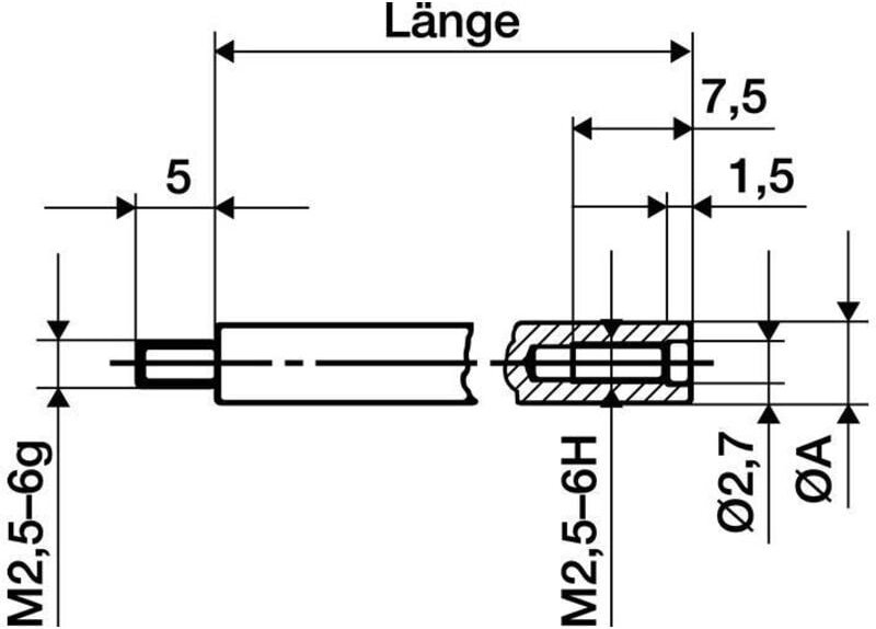 Verlängerungsstück Länge 100 mm Messbolzen-Ø 4 mm passend zu Messuhren
