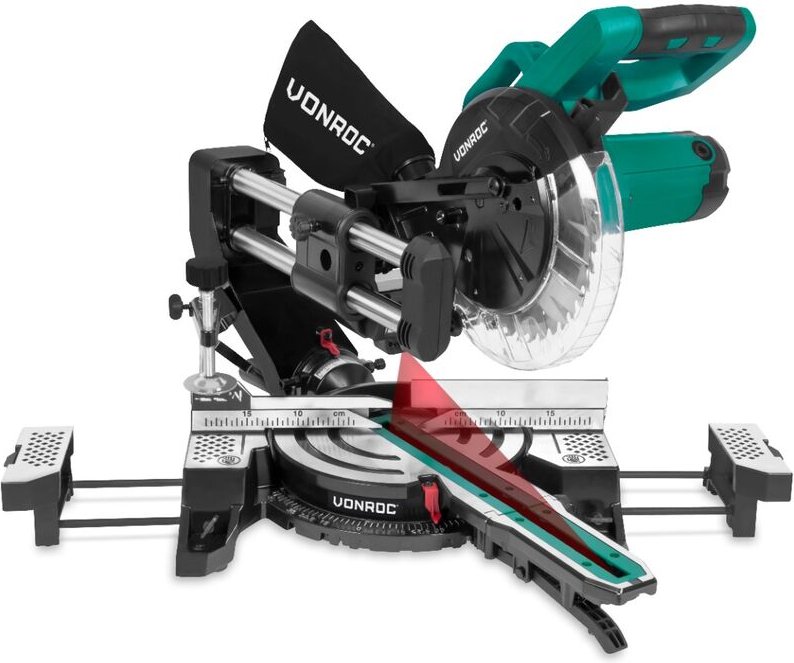 Kompakte Kapp- und Gehrungssäge 2200W - Ø216mm - 40-T Sägeblatt - Radial-Kappsäge - Mit Laser & led