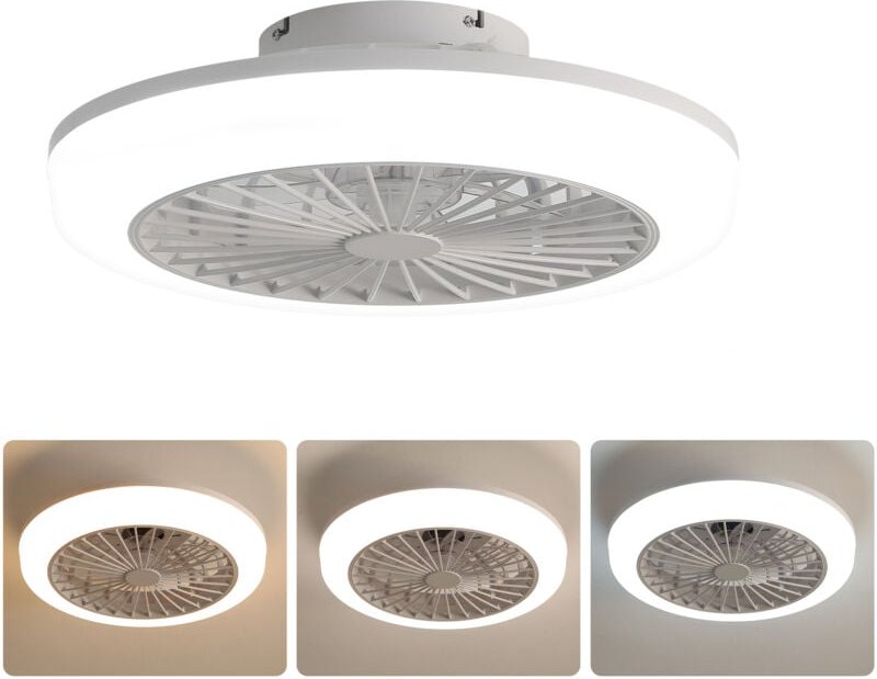 18 Zoll geschlossener Deckenventilator mit Licht und Fernbedienung, moderner, flacher, flügelloser Deckenventilator mit ...