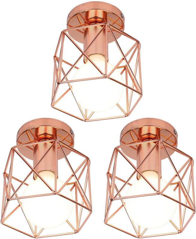 Deckenleuchte Vintage Deckenlampe mit Ø15cm Würfel-Form Käfig Semi-Flush Mount Licht mit E27 Fassung für Loft Esszimmer ...