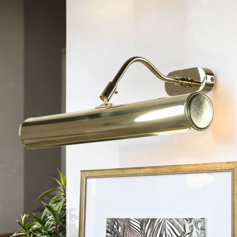 Bilderlampe Echt-Messing 40 cm breit in Messing poliert E14 2-flammig Jugendstil