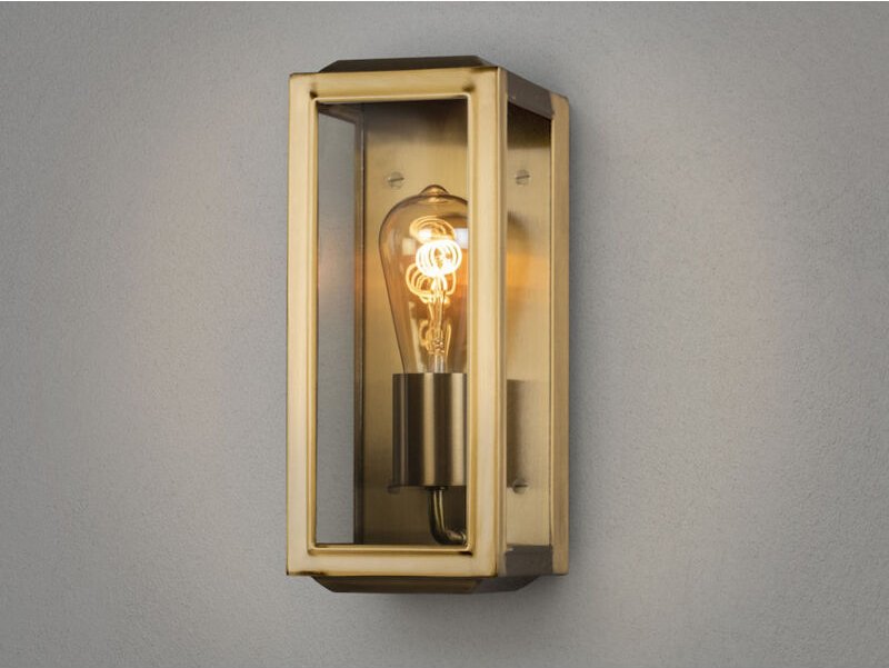 Konstsmide Lighting - Schmale Außenwandlaterne carpi Messing mit Klarglas, Höhe 30cm