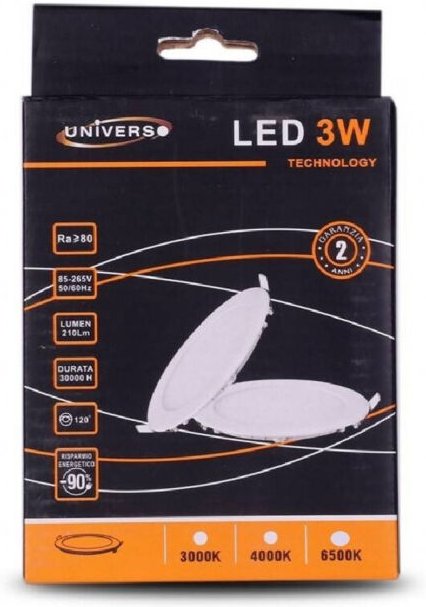 Trade Shop Traesio - Trade Shop - slim led panel 3W einbau rund aus pvc warm kalt naturweiss P73AT -