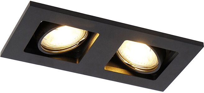 Rechteckiger Einbauspot 2-flammig schwarz - Qure